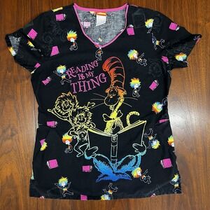 Cat in the Hat (S) Scrub Top Tooniforms Dr Seuss V Neck